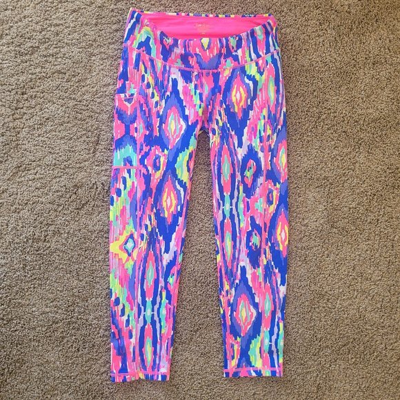 Lilly Pulitzer Luxletic Weekender Crop Legging Luminescent Ikat Size S - Picture 3 of 5